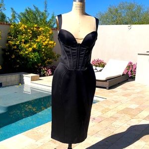 House of CB stunning black satin corset dress